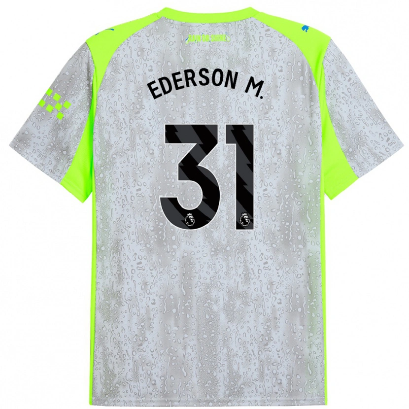 Danxen Enfant Maillot Ederson #31 Gris Jaune Troisieme 2025/26 T-Shirt
