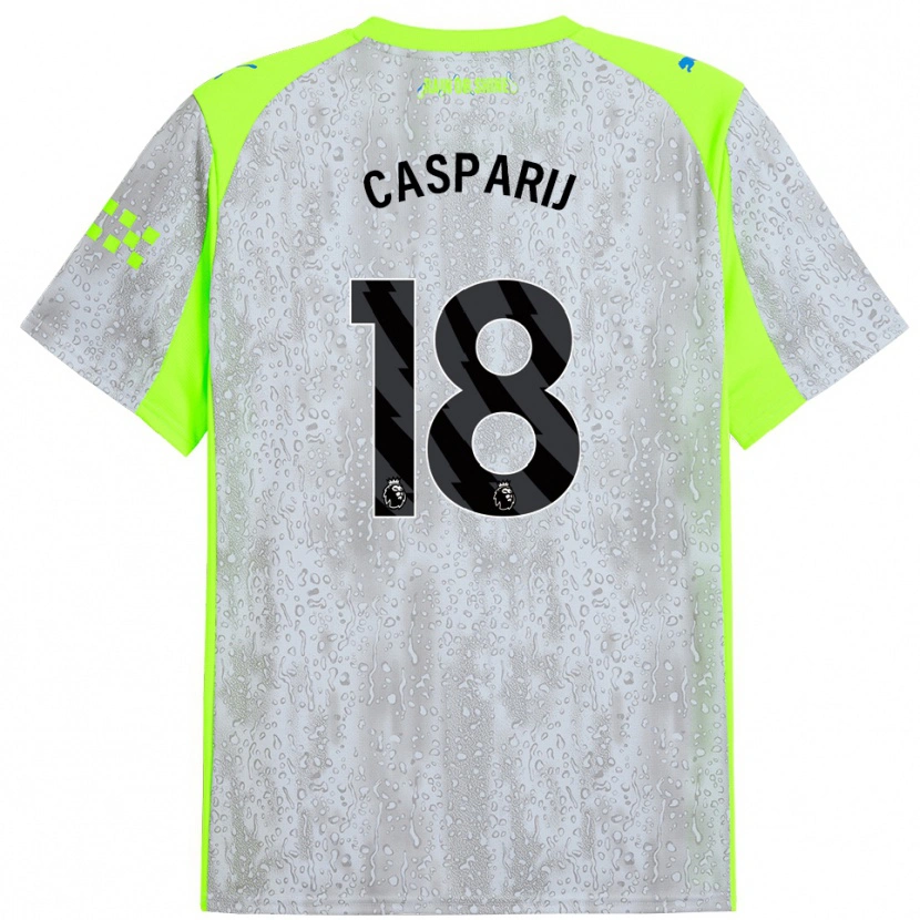 Danxen Enfant Maillot Kerstin Casparij #18 Gris Jaune Troisieme 2025/26 T-Shirt