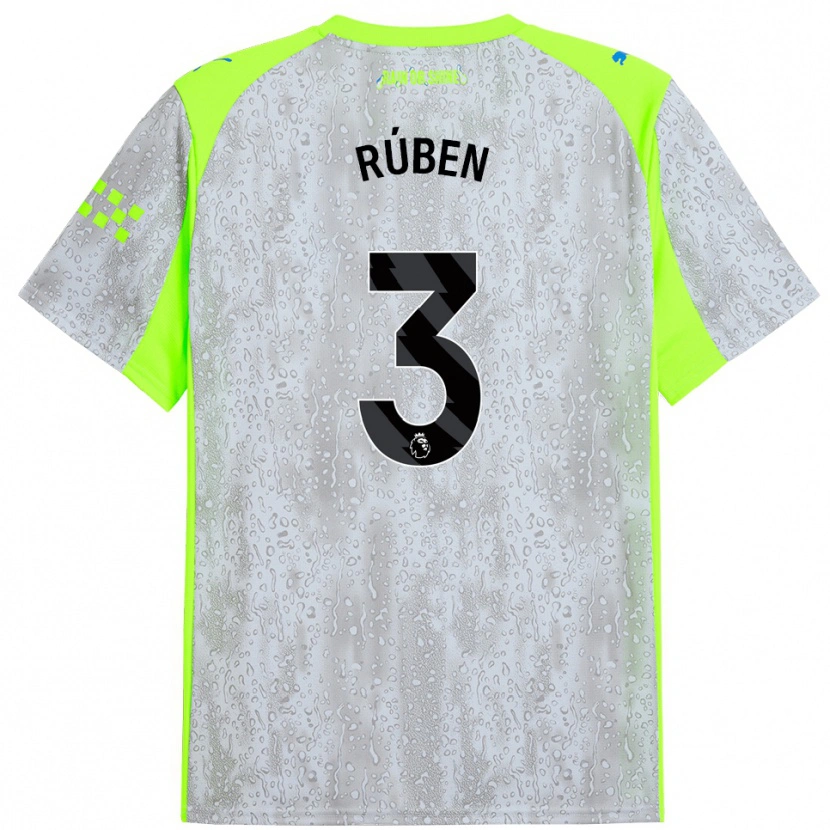 Danxen Enfant Maillot Rúben Dias #3 Gris Jaune Troisieme 2025/26 T-Shirt