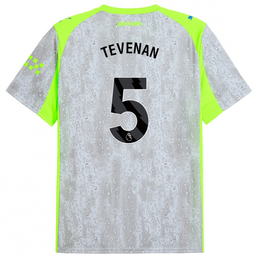 Danxen Enfant Maillot Oliver Tevenan #5 Gris Jaune Troisieme 2025/26 T-Shirt