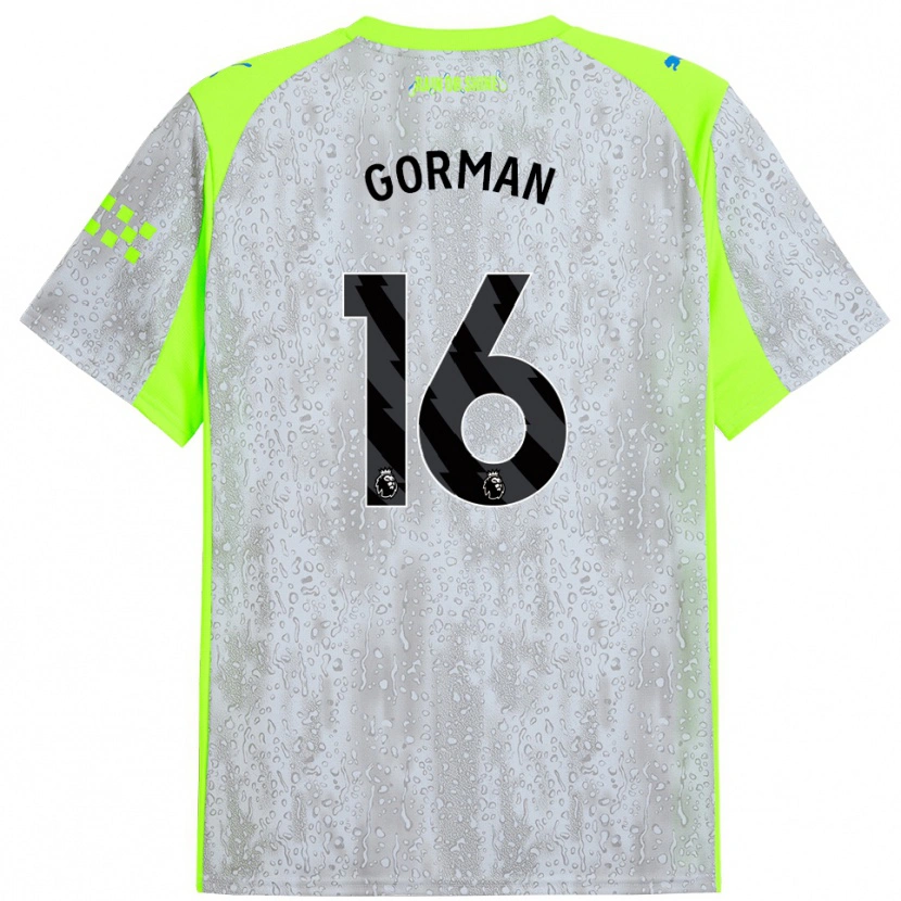 Danxen Enfant Maillot Finlay Gorman #16 Gris Jaune Troisieme 2025/26 T-Shirt