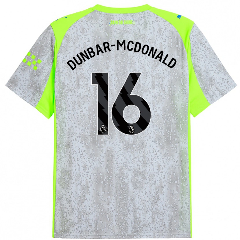Danxen Enfant Maillot Christian Dunbar-Mcdonald #16 Gris Jaune Troisieme 2025/26 T-Shirt