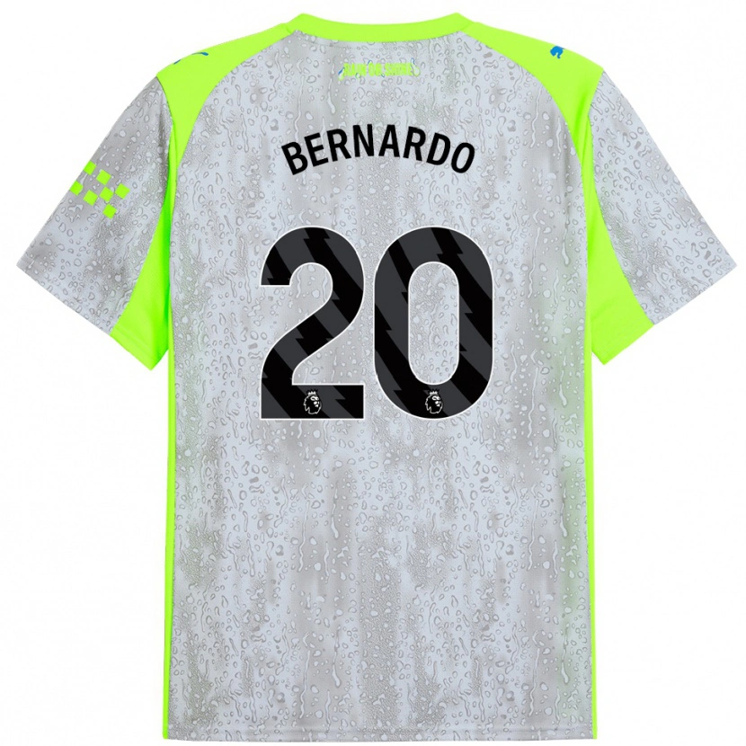 Danxen Enfant Maillot Bernardo Silva #20 Gris Jaune Troisieme 2025/26 T-Shirt