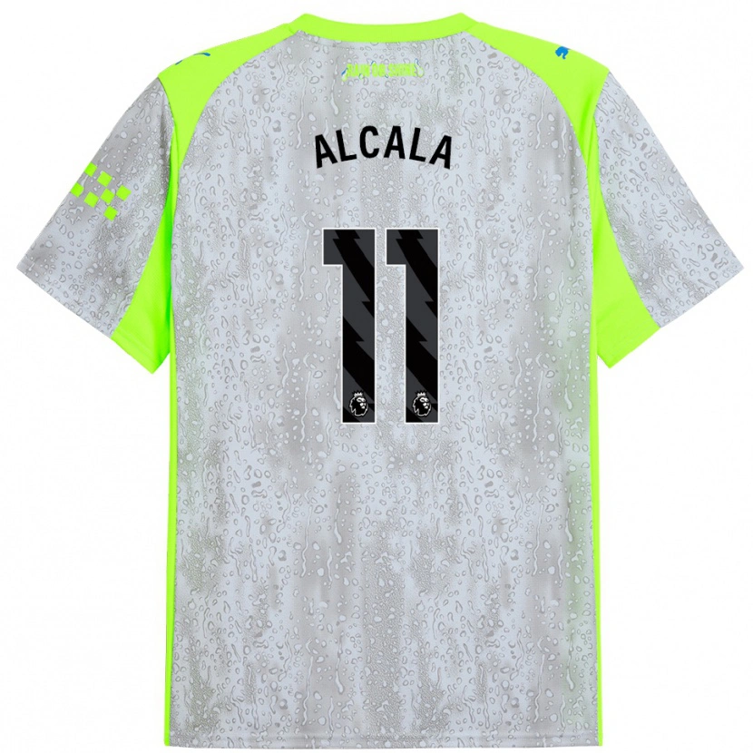 Danxen Enfant Maillot Álex Alcalá #11 Gris Jaune Troisieme 2025/26 T-Shirt