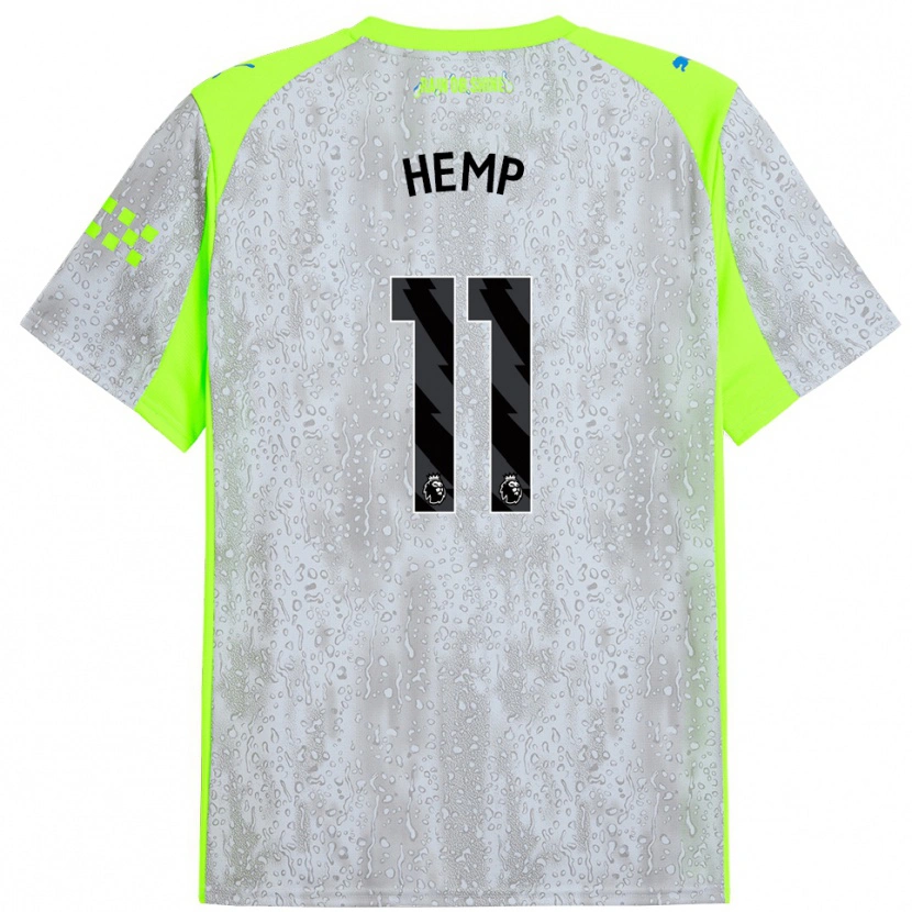 Danxen Enfant Maillot Lauren Hemp #11 Gris Jaune Troisieme 2025/26 T-Shirt