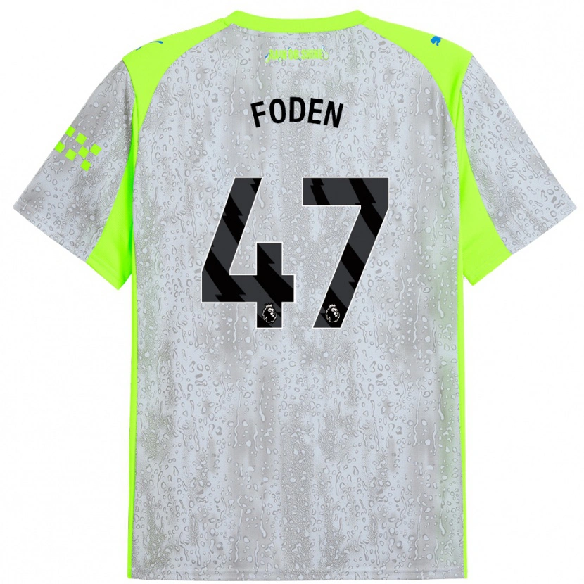 Danxen Enfant Maillot Phil Foden #47 Gris Jaune Troisieme 2025/26 T-Shirt