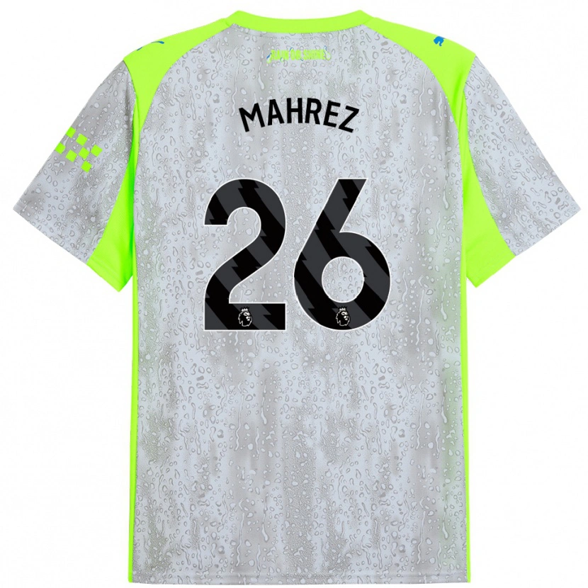 Danxen Enfant Maillot Riyad Mahrez #26 Gris Jaune Troisieme 2025/26 T-Shirt
