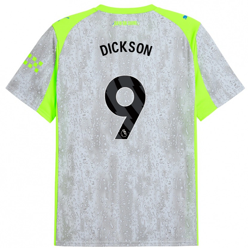 Danxen Enfant Maillot Will Dickson #9 Gris Jaune Troisieme 2025/26 T-Shirt