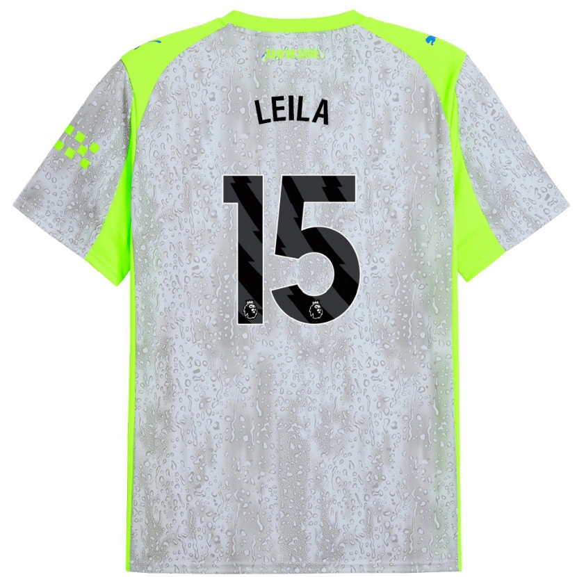 Danxen Enfant Maillot Leila Ouahabi #15 Gris Jaune Troisieme 2025/26 T-Shirt
