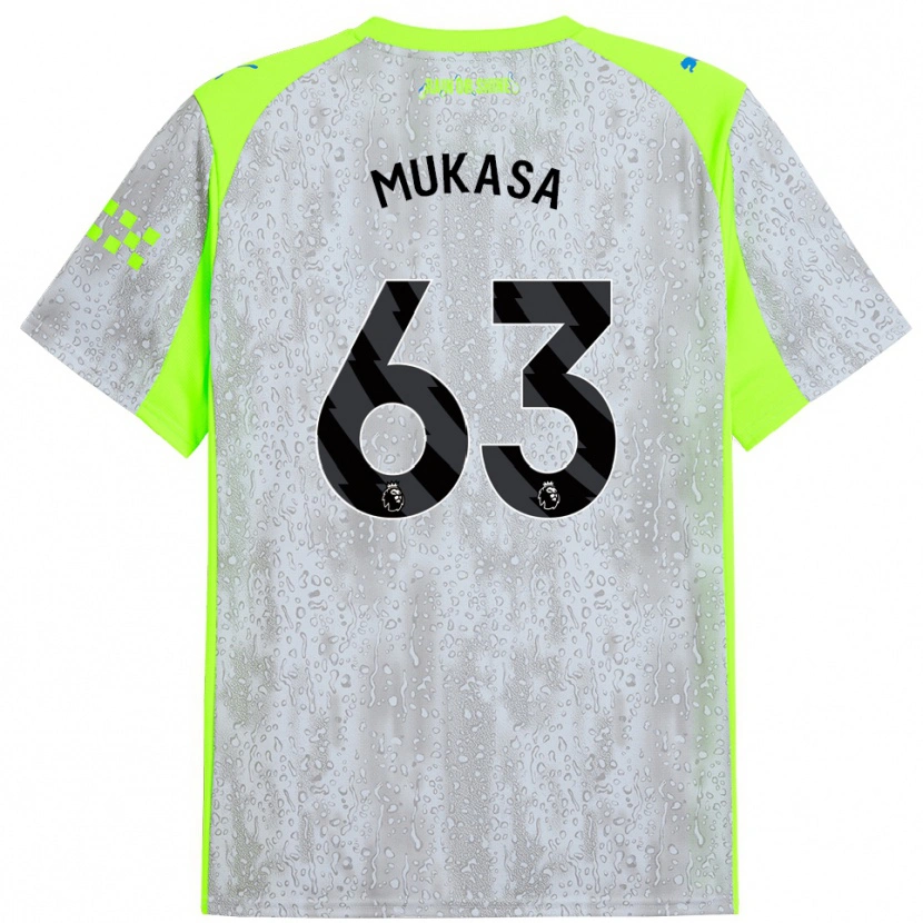 Danxen Enfant Maillot Divine Mukasa #63 Gris Jaune Troisieme 2025/26 T-Shirt