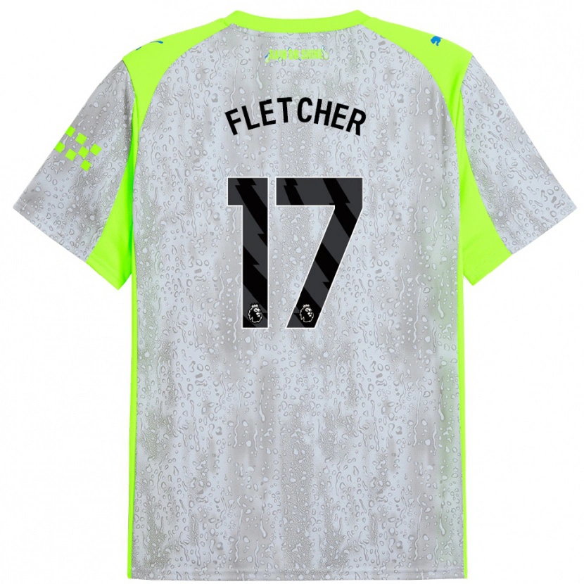 Danxen Enfant Maillot Luca Fletcher #17 Gris Jaune Troisieme 2025/26 T-Shirt