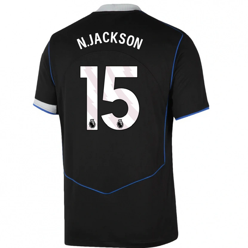 Danxen Enfant Maillot Nicolas Jackson #15 Noir Bleu Argent Troisieme 2025/26 T-Shirt