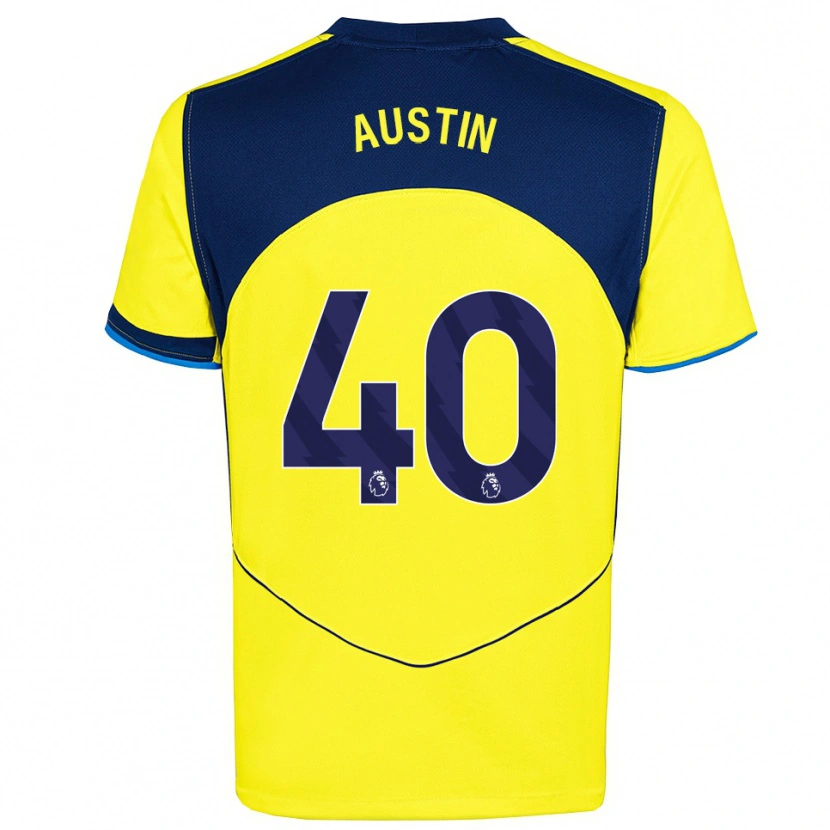 Danxen Enfant Maillot Brandon Austin #40 Jaune Marine Troisieme 2025/26 T-Shirt