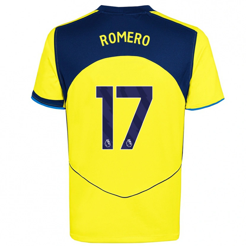 Danxen Enfant Maillot Cristian Romero #17 Jaune Marine Troisieme 2025/26 T-Shirt