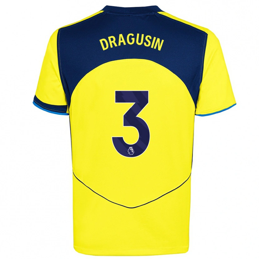 Danxen Enfant Maillot Radu Drăgușin #3 Jaune Marine Troisieme 2025/26 T-Shirt