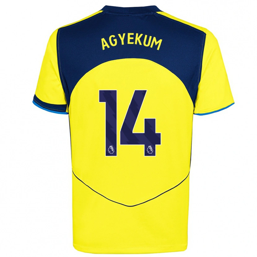 Danxen Enfant Maillot Ezra Agyekum #14 Jaune Marine Troisieme 2025/26 T-Shirt