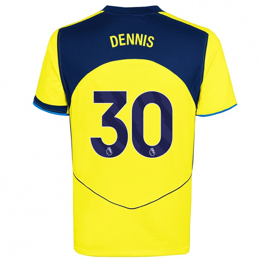 Danxen Enfant Maillot Araya Dennis #30 Jaune Marine Troisieme 2025/26 T-Shirt