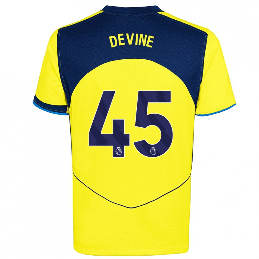 Danxen Enfant Maillot Alfie Devine #45 Jaune Marine Troisieme 2025/26 T-Shirt