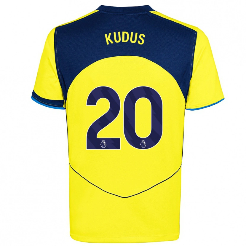 Danxen Enfant Maillot Mohammed Kudus #20 Jaune Marine Troisieme 2025/26 T-Shirt