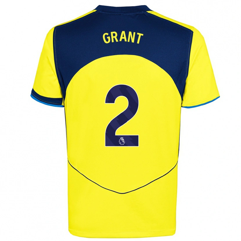 Danxen Enfant Maillot Charlotte Grant #2 Jaune Marine Troisieme 2025/26 T-Shirt
