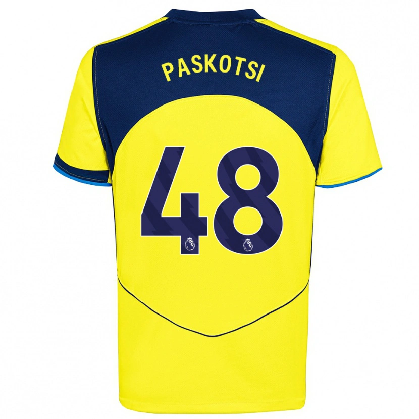 Danxen Enfant Maillot Maksim Paskotsi #48 Jaune Marine Troisieme 2025/26 T-Shirt