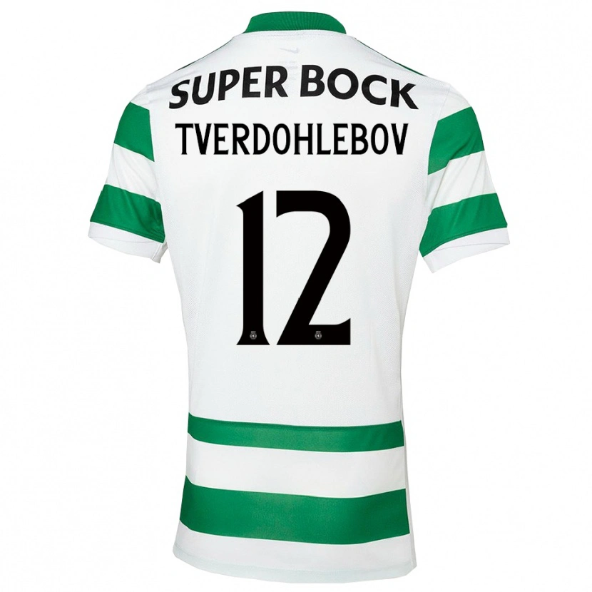Danxen Homme Maillot Alex Tverdohlebov #12 Vert Blanc Tenues Domicile 2025/26 T-Shirt