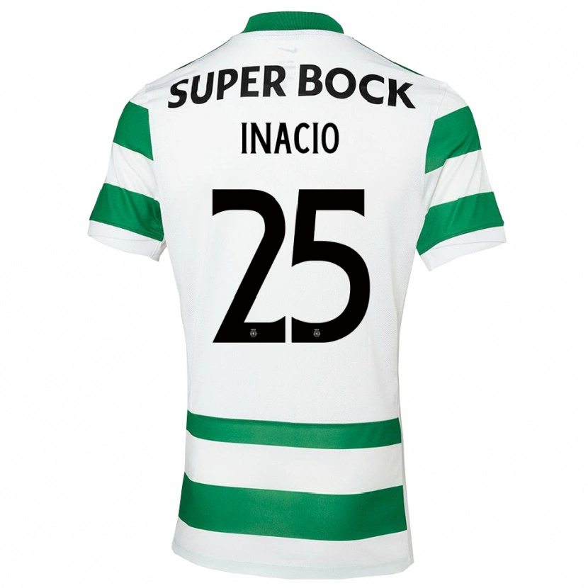 Danxen Homme Maillot Gonçalo Inácio #25 Vert Blanc Tenues Domicile 2025/26 T-Shirt