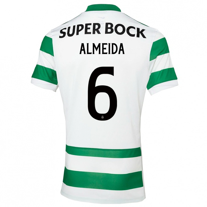Danxen Homme Maillot Martim Almeida #6 Vert Blanc Tenues Domicile 2025/26 T-Shirt
