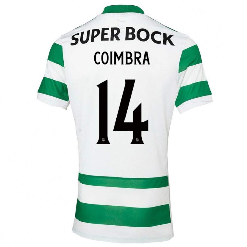 Danxen Homme Maillot Telmo Coimbra #14 Vert Blanc Tenues Domicile 2025/26 T-Shirt