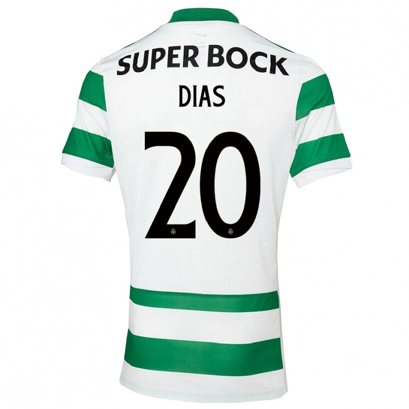 Danxen Homme Maillot Lucas Dias #20 Vert Blanc Tenues Domicile 2025/26 T-Shirt