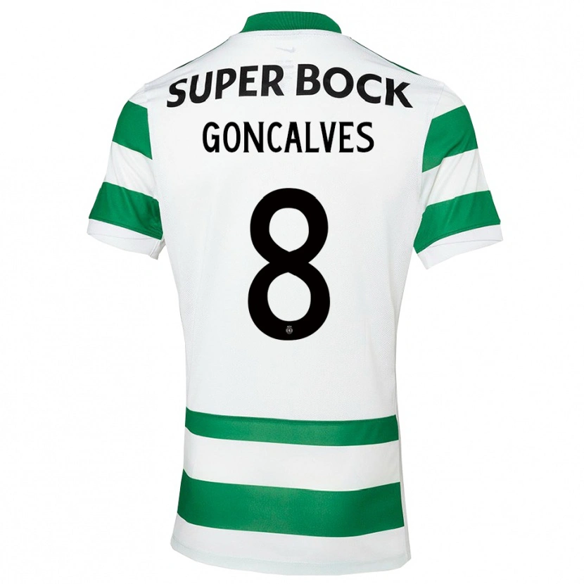 Danxen Homme Maillot Pedro Gonçalves #8 Vert Blanc Tenues Domicile 2025/26 T-Shirt