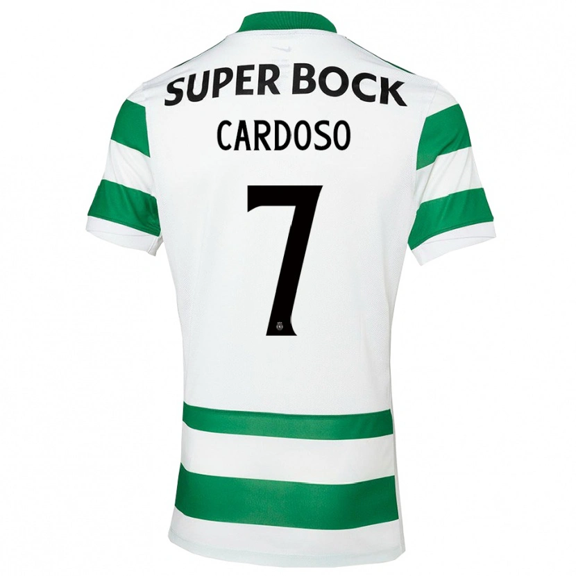 Danxen Homme Maillot Paulo Cardoso #7 Vert Blanc Tenues Domicile 2025/26 T-Shirt