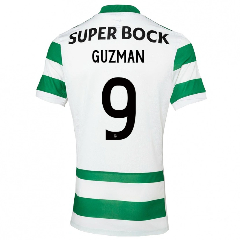 Danxen Homme Maillot Víctor Guzmán #9 Vert Blanc Tenues Domicile 2025/26 T-Shirt