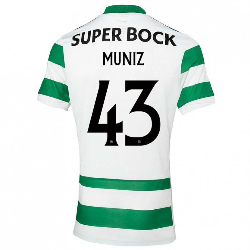 Danxen Homme Maillot João Muniz #43 Vert Blanc Tenues Domicile 2025/26 T-Shirt
