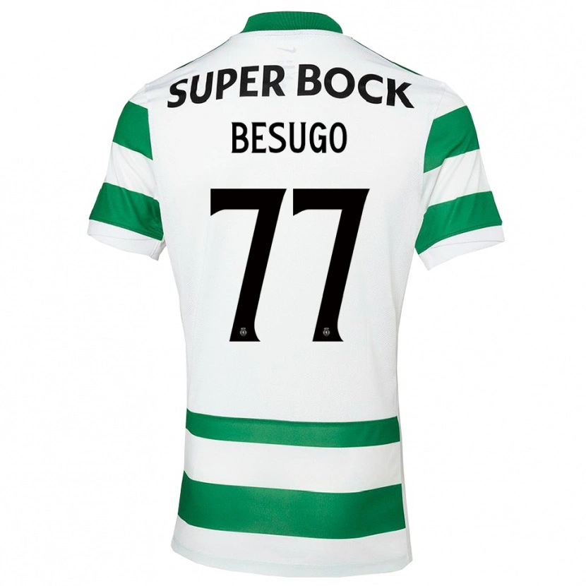 Danxen Homme Maillot Rafael Besugo #77 Vert Blanc Tenues Domicile 2025/26 T-Shirt