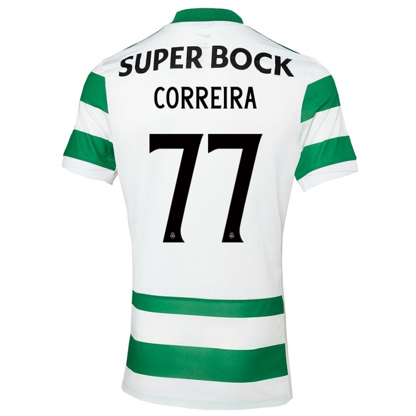 Danxen Homme Maillot Alicia Figueiredo Lima Correia #77 Vert Blanc Tenues Domicile 2025/26 T-Shirt