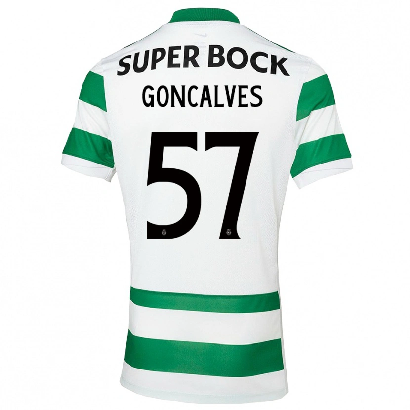 Danxen Homme Maillot Inês Gonçalves #57 Vert Blanc Tenues Domicile 2025/26 T-Shirt