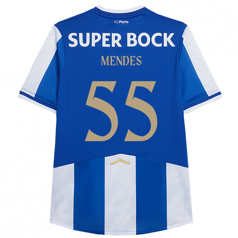 Danxen Homme Maillot Joao Mendes #55 Bleu Blanc Tenues Domicile 2025/26 T-Shirt