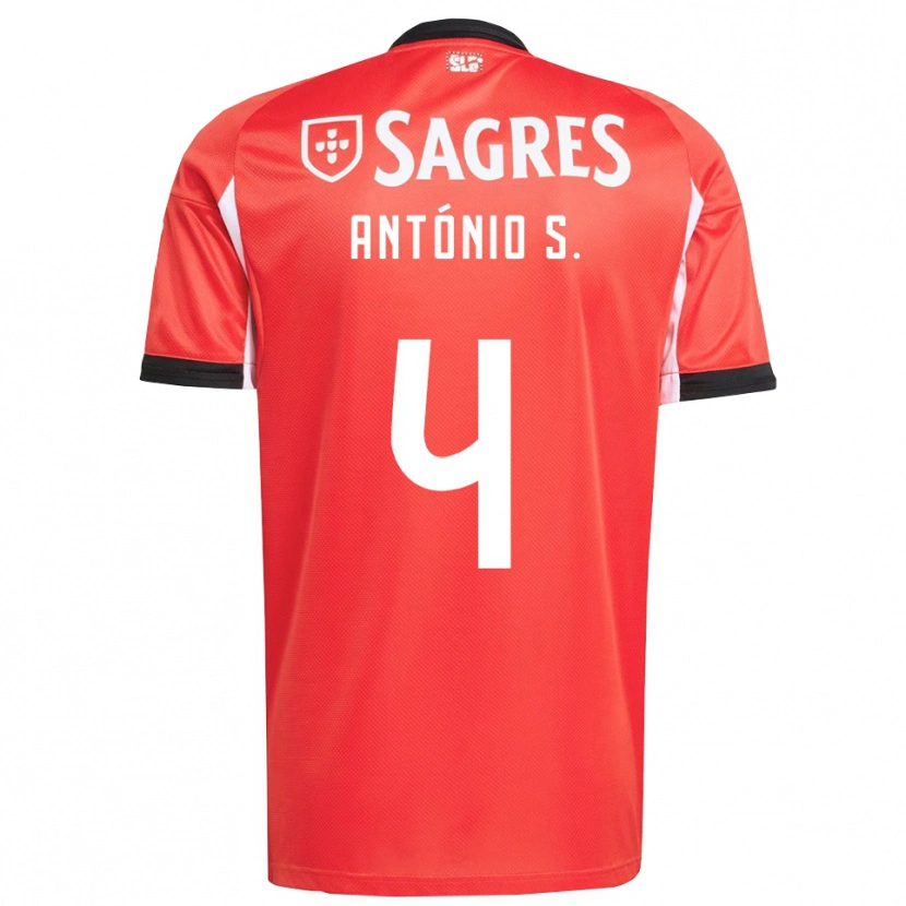 Danxen Homme Maillot António Silva #4 Rouge Blanc Tenues Domicile 2025/26 T-Shirt