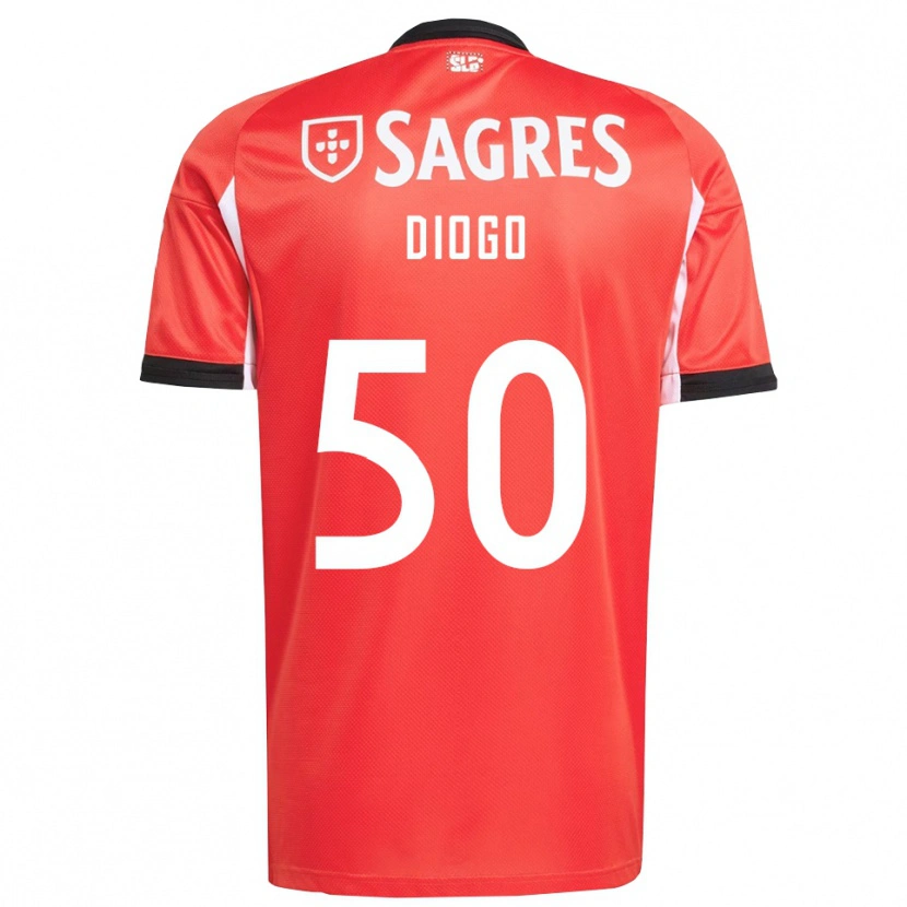 Danxen Homme Maillot Diogo Ferreira #50 Rouge Blanc Tenues Domicile 2025/26 T-Shirt