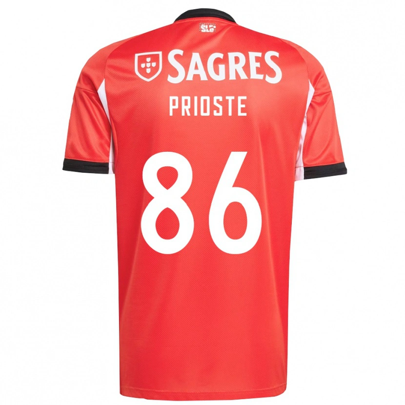 Danxen Homme Maillot Diogo Prioste #86 Rouge Blanc Tenues Domicile 2025/26 T-Shirt