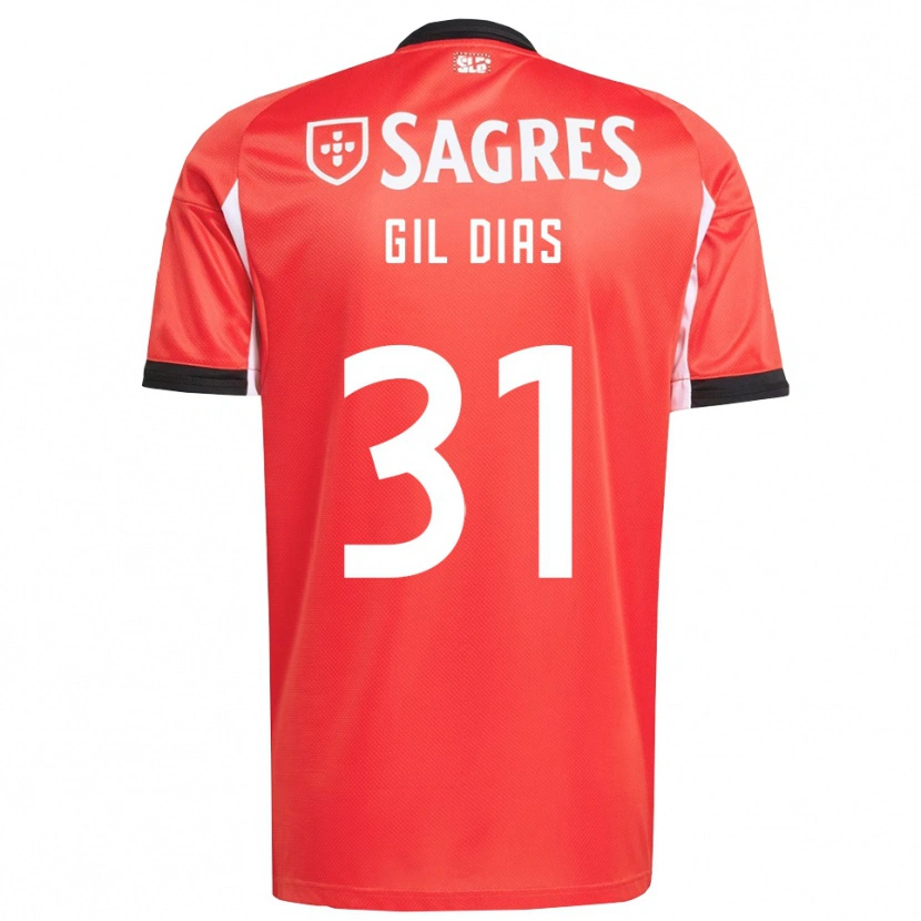 Danxen Homme Maillot Gil Dias #31 Rouge Blanc Tenues Domicile 2025/26 T-Shirt
