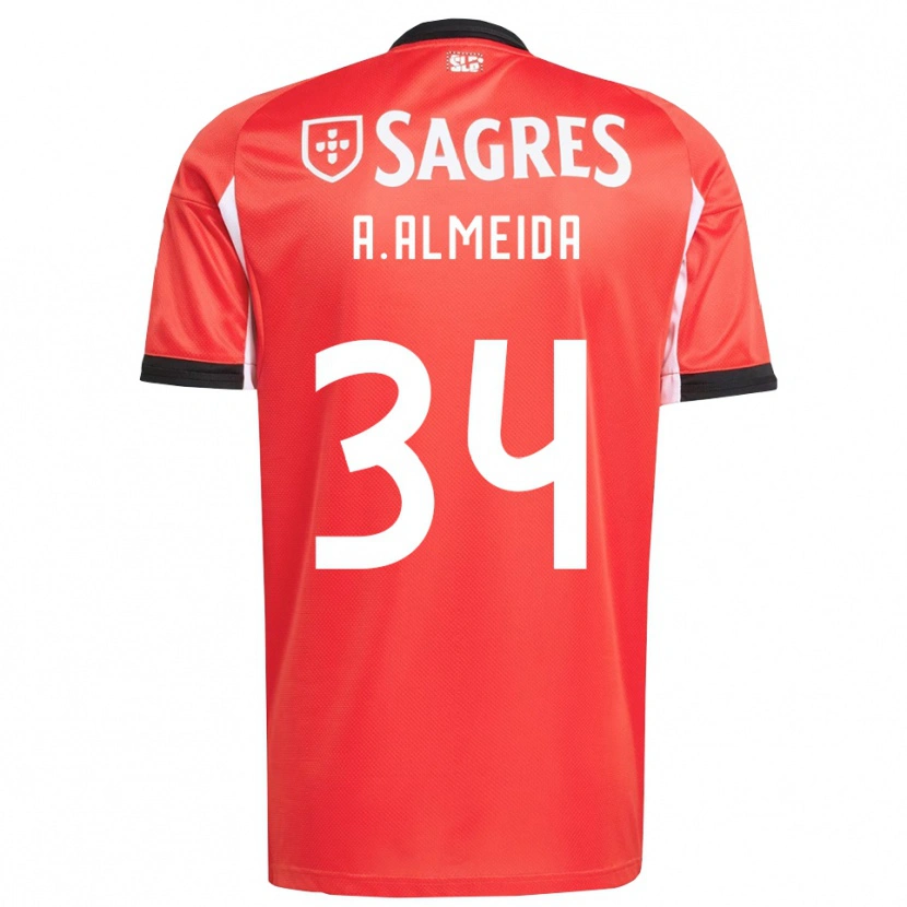 Danxen Homme Maillot Andre Almeida #34 Rouge Blanc Tenues Domicile 2025/26 T-Shirt