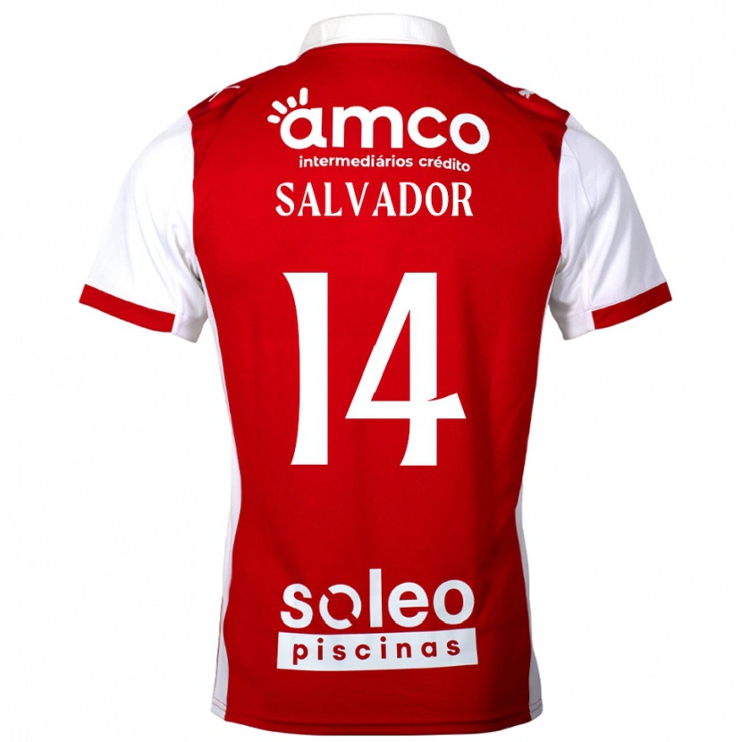Danxen Homme Maillot João Salvador #14 Rouge Blanc Tenues Domicile 2025/26 T-Shirt