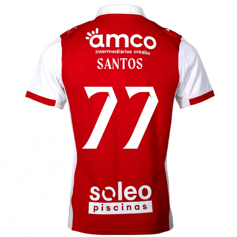 Danxen Homme Maillot Edu Santos #77 Rouge Blanc Tenues Domicile 2025/26 T-Shirt