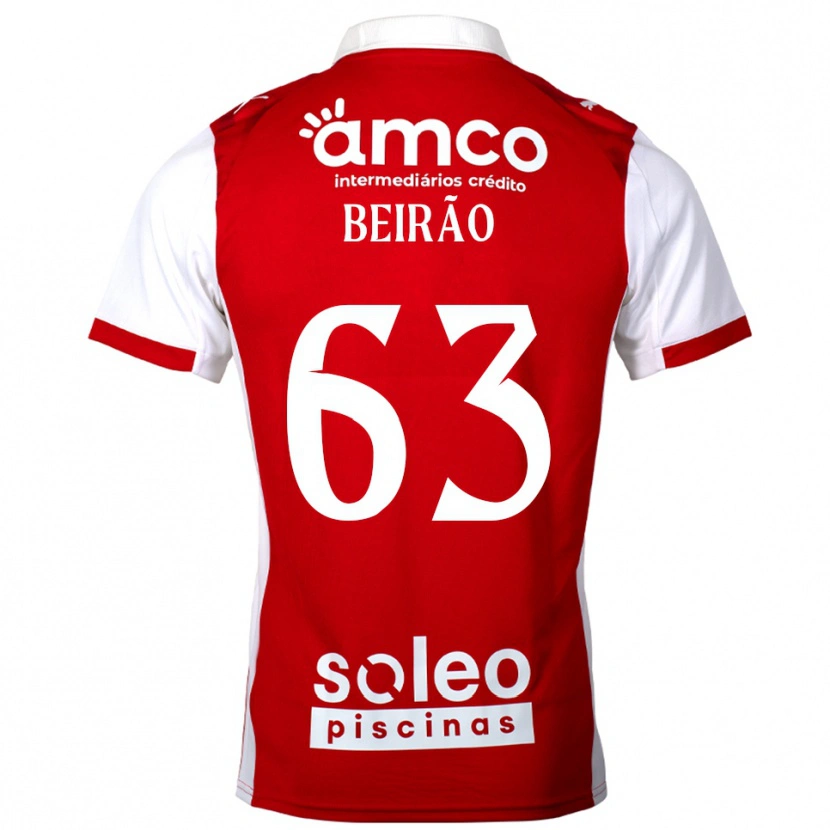 Danxen Homme Maillot Rodrigo Beirão #63 Rouge Blanc Tenues Domicile 2025/26 T-Shirt