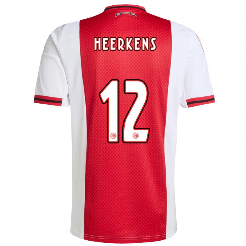 Danxen Homme Maillot Joeri Heerkens #12 Rouge Blanc Tenues Domicile 2025/26 T-Shirt