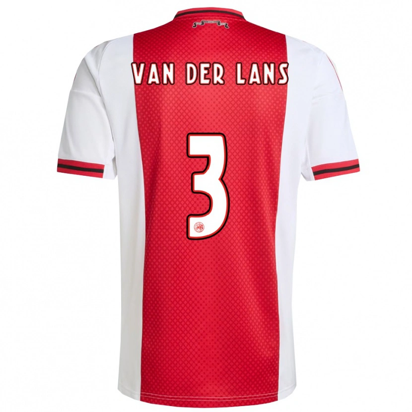Danxen Homme Maillot Mylo Van Der Lans #3 Rouge Blanc Tenues Domicile 2025/26 T-Shirt