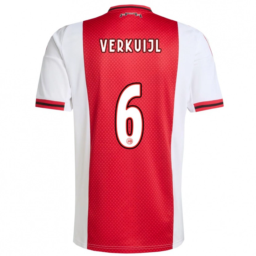 Danxen Homme Maillot Mark Verkuijl #6 Rouge Blanc Tenues Domicile 2025/26 T-Shirt