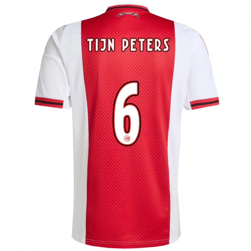 Danxen Homme Maillot Tijn Peters #6 Rouge Blanc Tenues Domicile 2025/26 T-Shirt